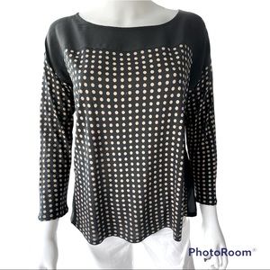 J Crew Hi-Line 3/4 Sleeve Polka Dot Top Size Small